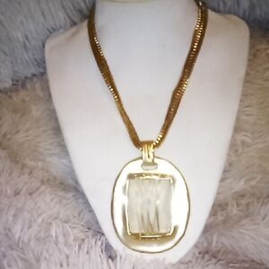 Chico's Gold 3 CHAIN Statement Necklace